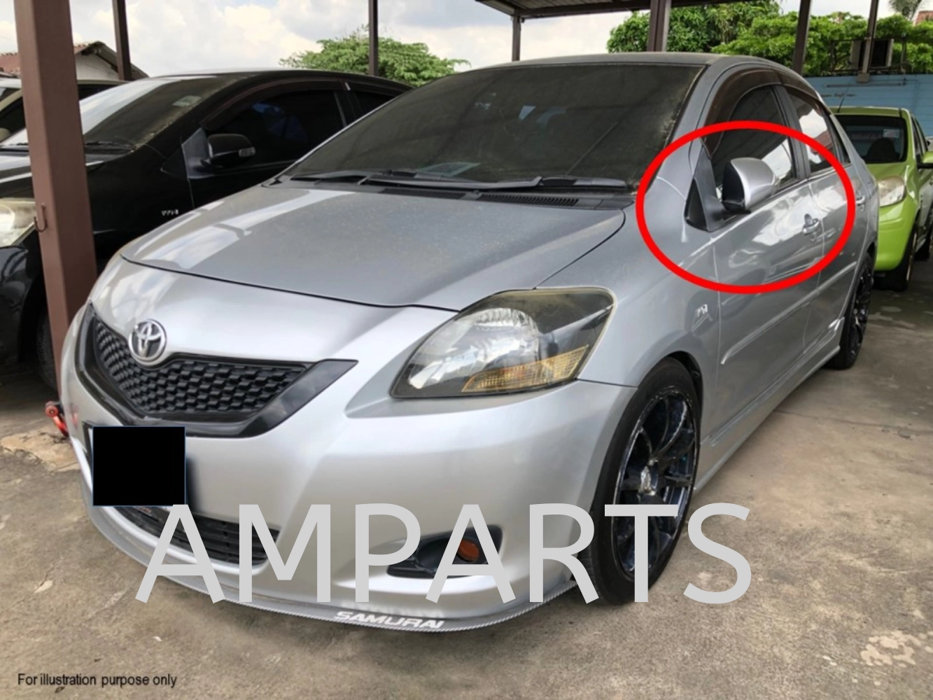Toyota Vios 2008 Door Mirror With Lamp (Auto Foldable) 7 Pin